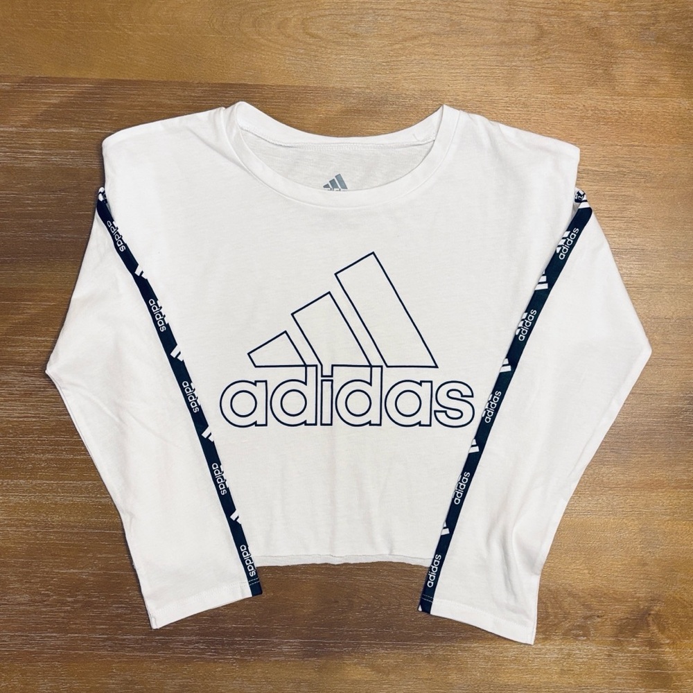 Adidas White Crop Top with Black Logo